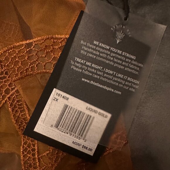 Thistle and Spire RARE LIQUID GOLD MEDUSA bodysuit sheer front snake embroidery - Picture 4 of 8